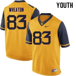 Youth West Virginia Mountaineers NCAA #83 Bryce Wheaton Yellow Authentic Nike Stitched College Football Jersey PX15C77OT